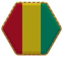 Guinea Flag in Hexagon Shape with Gold Border, Bump Texture, 3D Rendering png