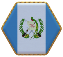 Guatemala vlag in zeshoek vorm met goud grens, buil textuur, 3d renderen png