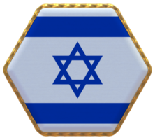 Israel bandeira dentro hexágono forma com ouro fronteira, colisão textura, 3d Renderização png