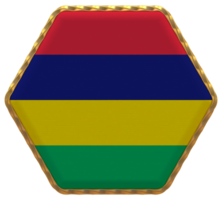Mauritius Flag in Hexagon Shape with Gold Border, Bump Texture, 3D Rendering png