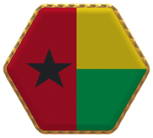 Guinea Bissau Flag in Hexagon Shape with Gold Border, Bump Texture, 3D Rendering png