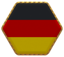 Deutschland Flagge im Hexagon gestalten mit Gold Grenze, stoßen Textur, 3d Rendern png