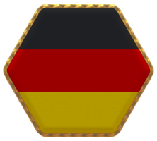 Alemania bandera en hexágono forma con oro borde, bache textura, 3d representación png