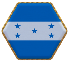 Honduras Flag in Hexagon Shape with Gold Border, Bump Texture, 3D Rendering png