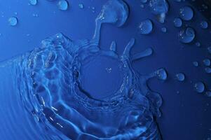 water droplets on a blue background photo