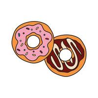 Kids drawing Cartoon Vector illustration donuts icon Isolated on White Background