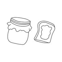 Hand drawn Kids drawing Cartoon Vector illustration a jam with bread icon Isolated on White Background