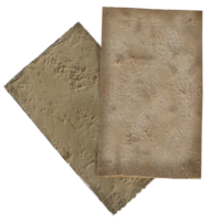 two pieces of paper with brown stains on them png