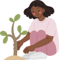 plantando árbol dibujos animados personaje png