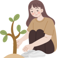 plantando árbol dibujos animados personaje png