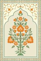 Mughal flower motif. Botanical floral ethnic motif, and Indian mughal flower motif with background. vector