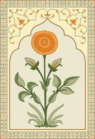 Mughal flower motif. Botanical floral ethnic motif, and Indian mughal flower motif with background. vector