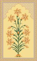 Mughal flower motif. Botanical floral ethnic motif, and Indian mughal flower motif with background. vector