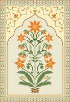 Mughal flower motif. Botanical floral ethnic motif, and Indian mughal flower motif with background. vector