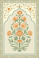 Mughal flower motif. Botanical floral ethnic motif, and Indian mughal flower motif with background. vector