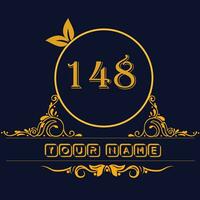 New unique logo design with number 148 vector