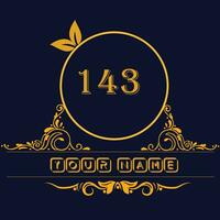 New unique logo design with number 143 vector