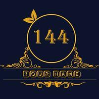 New unique logo design with number 144 vector