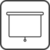 Projector icon in thin line black square frames. png