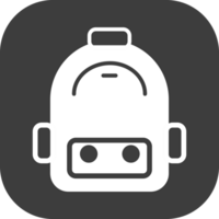 School bag icon in black square. png