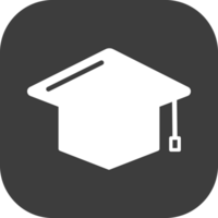 Graduation icon in black square. png