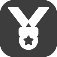 Award medal icon in black square. png
