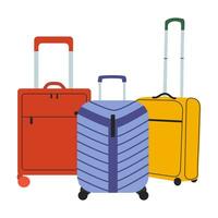 vector conjunto de viaje maletas equipaje. viajeros pantalones en plano estilo. blanco aislado antecedentes.