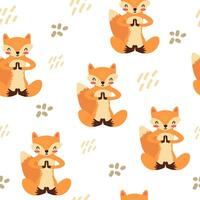 Seamless pattern with a cute fox. Child vector pattern with a red fox. Print for fabric, children's clothes, stationery.