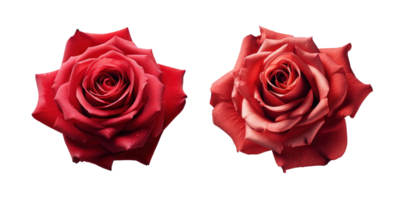 Red rose flowers isolated on transparent background, AI Generative png