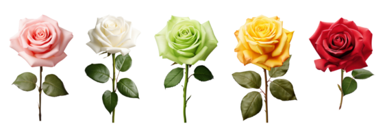Collection of rose flowers isolate on transparent background, AI Generative png