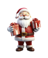 santa claus com presentes em transparente fundo, ai generativo png