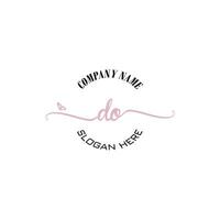 DO Initial logo monogram butterfly handwriting signature vector