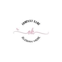 OK Initial logo monogram butterfly handwriting signature vector