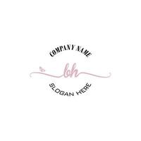 BH Initial logo monogram butterfly handwriting signature vector