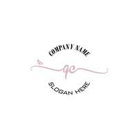 QC Initial logo monogram butterfly handwriting signature vector