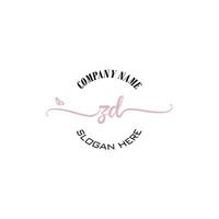ZD Initial logo monogram butterfly handwriting signature vector
