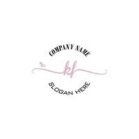 KF Initial logo monogram butterfly handwriting signature vector