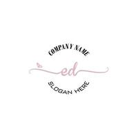 ED Initial logo monogram butterfly handwriting signature vector
