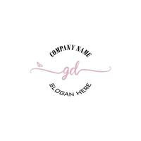 GD Initial logo monogram butterfly handwriting signature vector