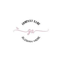 GA Initial logo monogram butterfly handwriting signature vector