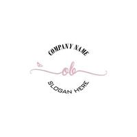 OB Initial logo monogram butterfly handwriting signature vector