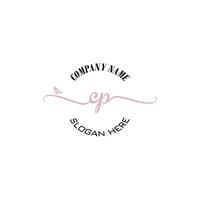 P Initial logo monogram butterfly handwriting signature vector