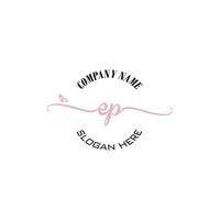 EP Initial logo monogram butterfly handwriting signature vector