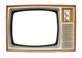 Vintage television with cut out screen on Isolated. AI Generative png