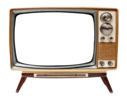 Vintage ▾ televisione con tagliare su schermo su isolato. ai generativo png