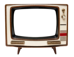 Vintage ▾ televisione con tagliare su schermo su isolato. ai generativo png