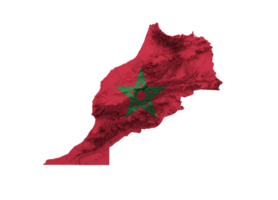 Morocco Map Flag Shaded relief Color Height map  3d illustration png