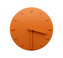 Minimal Orange clock Half past Three o'clock abstract Minimalist wall clock 3d Illustration png