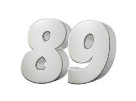 Numeral 89, eighty nine, 3d illustration png