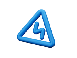 Double bend first to the left warning sign Blue 3d Icon 3d illustration png